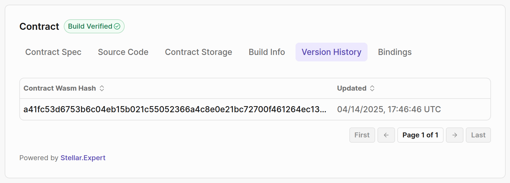 Lab: Contract Explorer: Version History