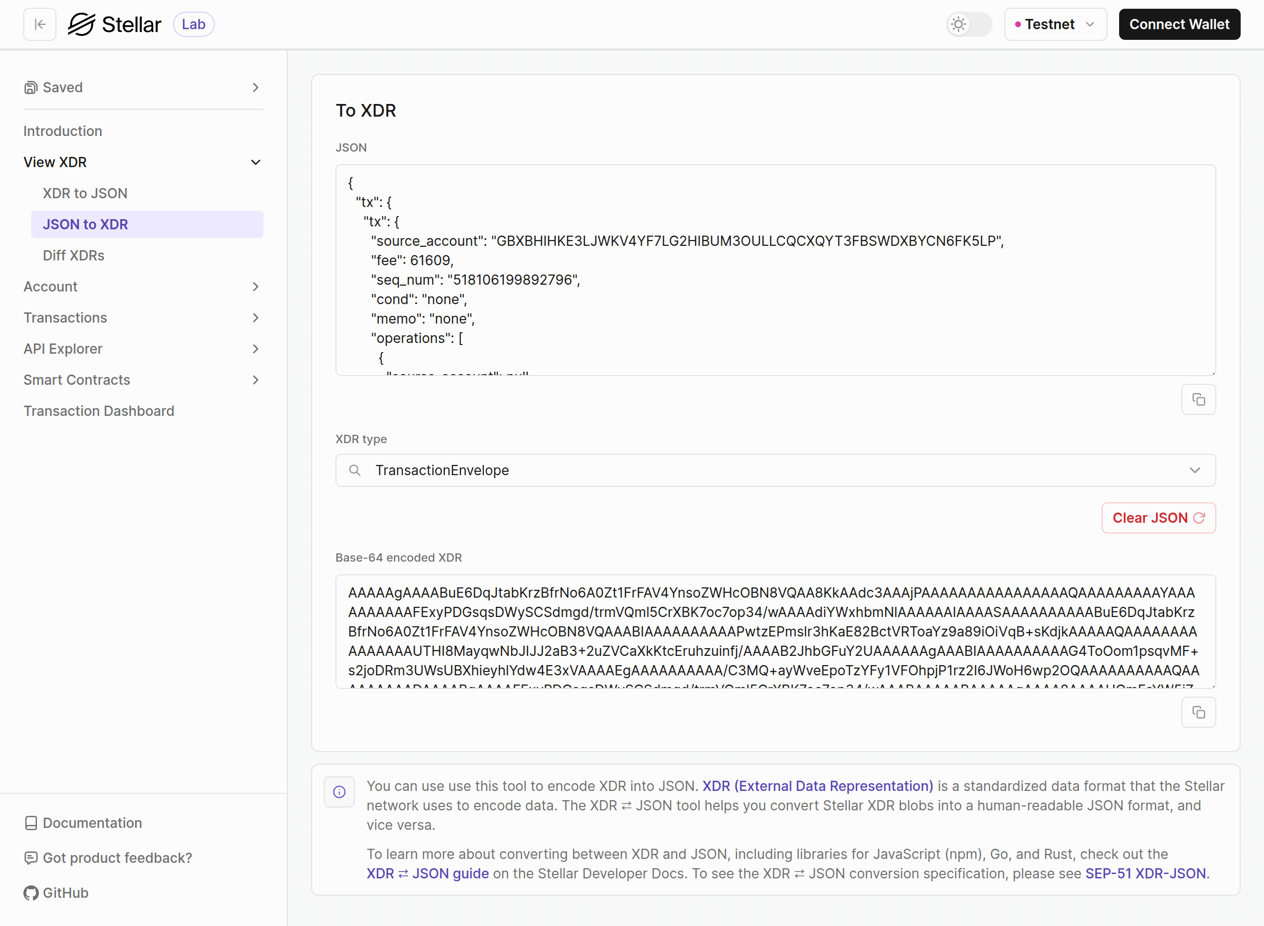 Lab: JSON to XDR output
