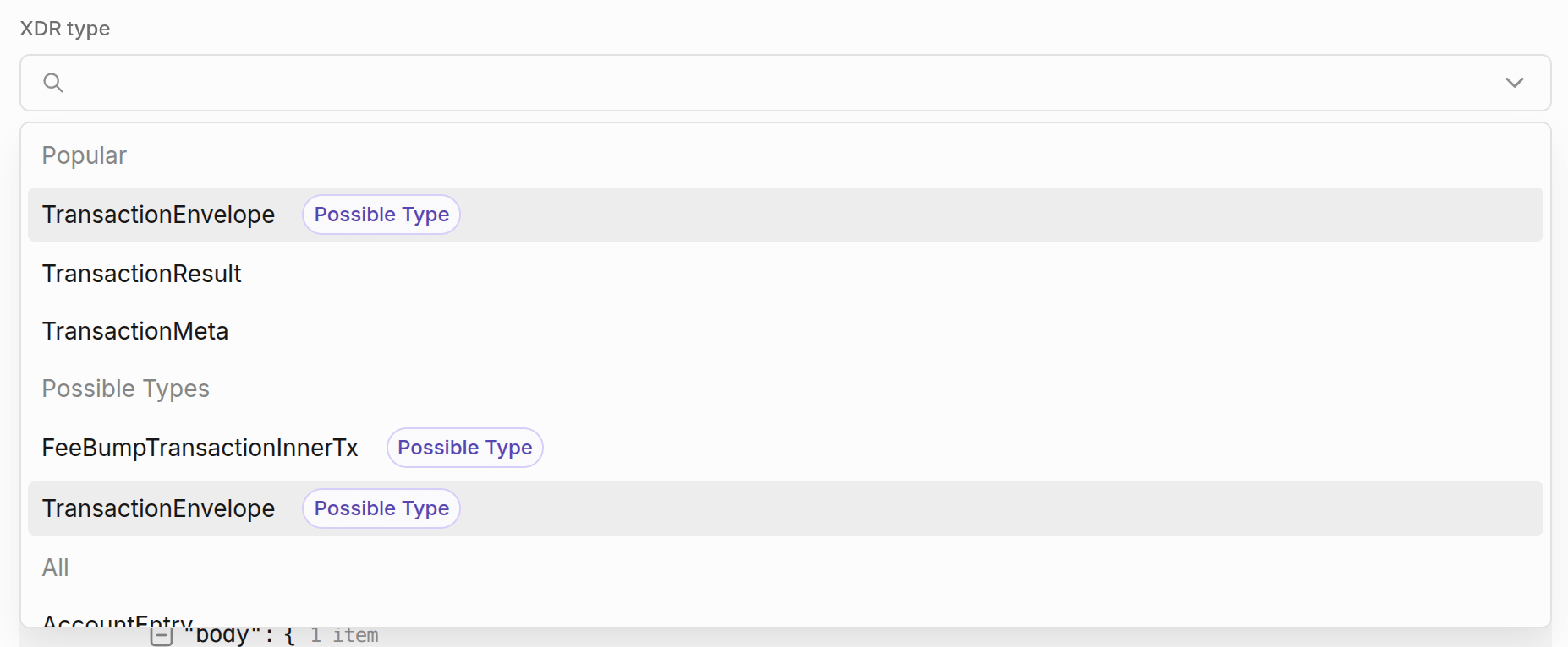 Lab: XDR type dropdown